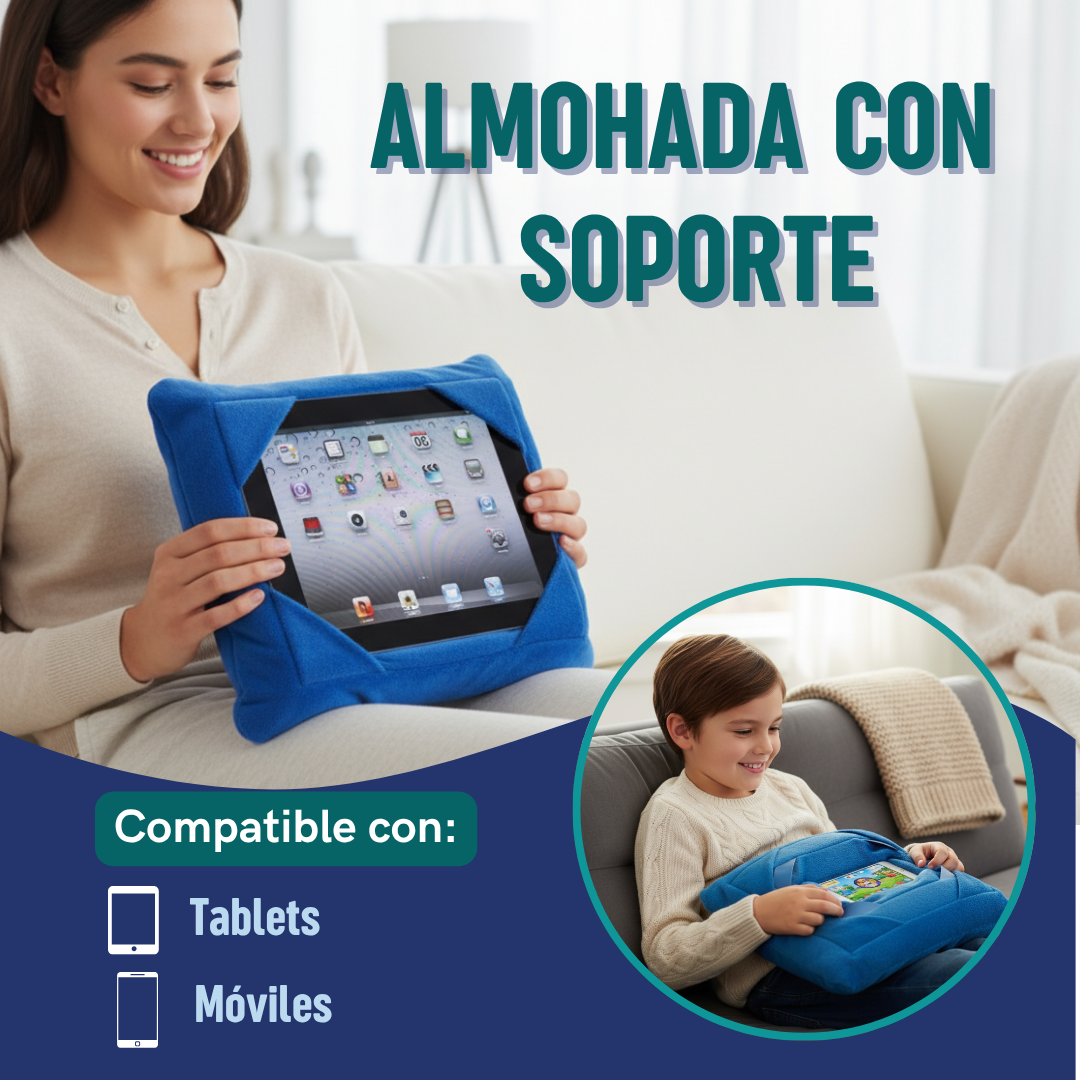 Almohada ergonómica con soporte para tablet y smartphone